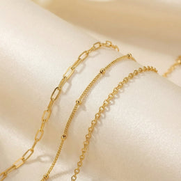 Set of 3 Layered Bracelets in Gold or Silver - Jewelry Bracelet Set