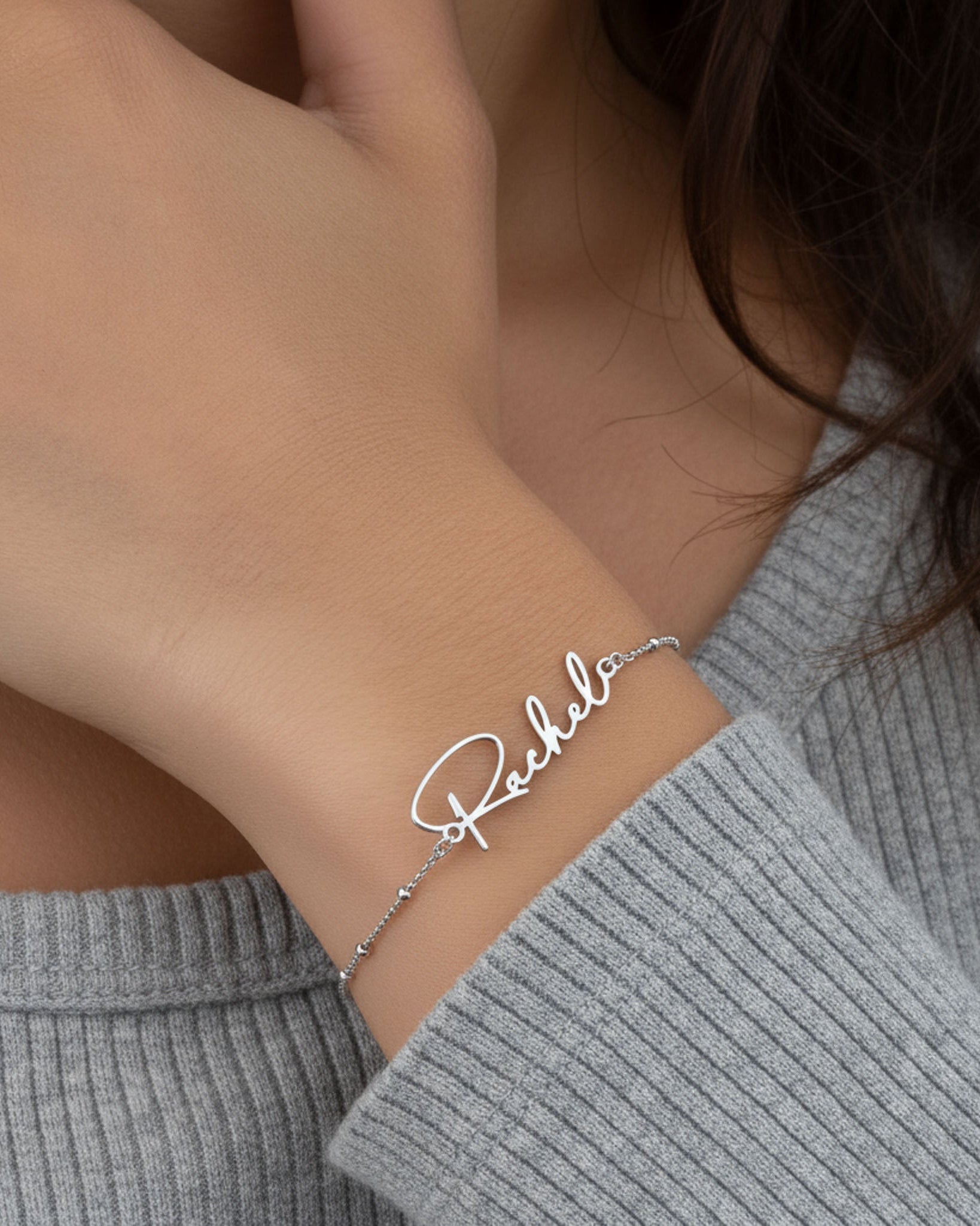 Sterling Silver / Style 1 / 5.5" - 7" Inches Bracelet Personalised Name Bracelet HBD Dainty Personalised Name Bracelet in Gold or Silver – Custom Jewellery Gift - Font2