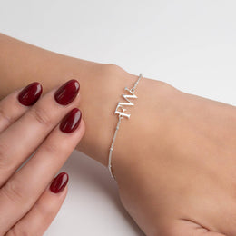 Initials Bracelet in 18K Gold or Sterling Silver in 3 Bracelet Styles