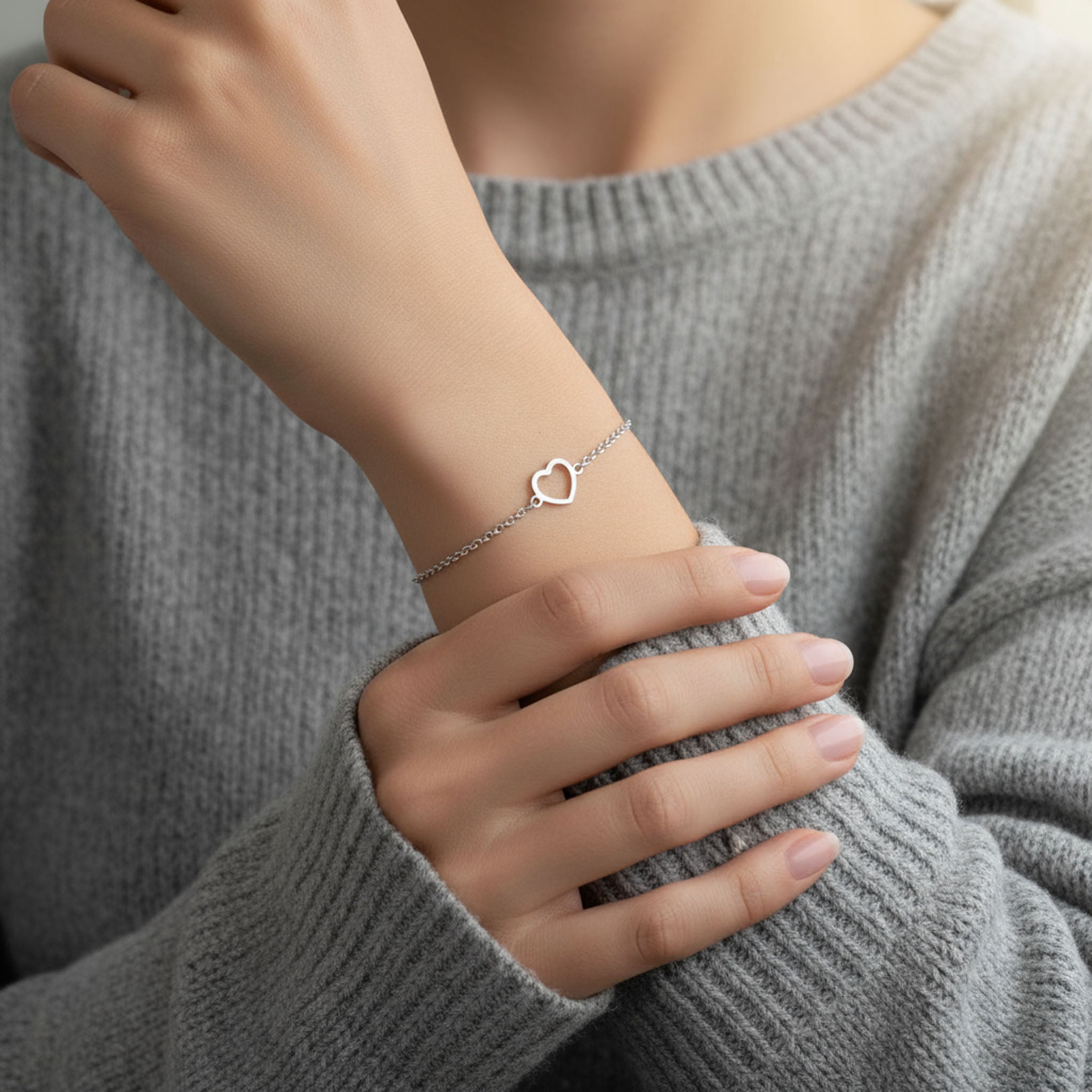 Sterling Silver / Style 1 / 6.5" - 8" Inches Bracelet Heart Bracelet HBD Heart Bracelet in 18k Gold or Sterling Silver with Charm & Birthstone Option