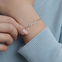 Mum Bracelet - 18ct Gold or Sterling Silver in 3 Chain Styles - Mother's Day or Birthday Gift