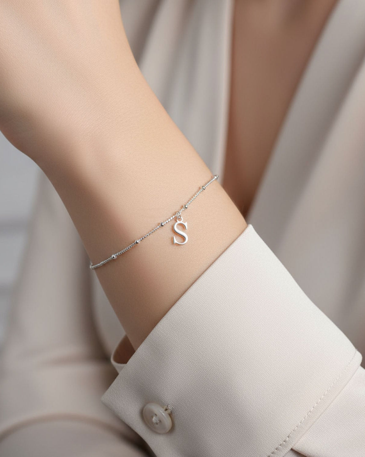 HeyBigDay Bracelet Sterling Silver / Style 1 Single Initial/Letter Bracelet