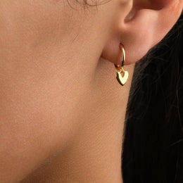 Heart On Huggie Hoop in 18ct Gold & Sterling Silver