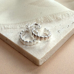 Baguette Stud Hoop Earrings in Gold & Silver