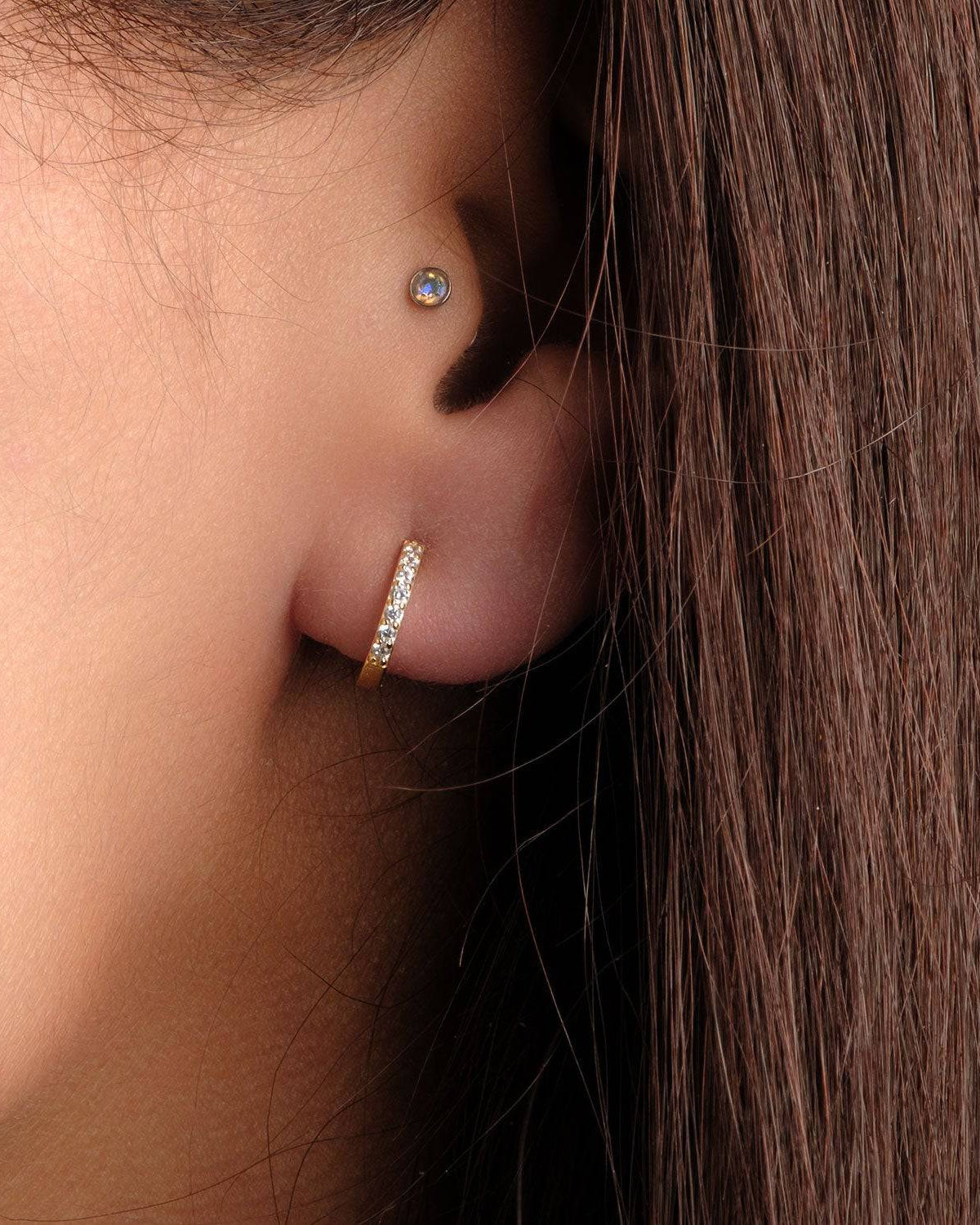 Gold Earrings Hinged Huggie Earrings HBD Zirconia Hinged Huggie Earrings - Stylish Jewelry for All Occasions