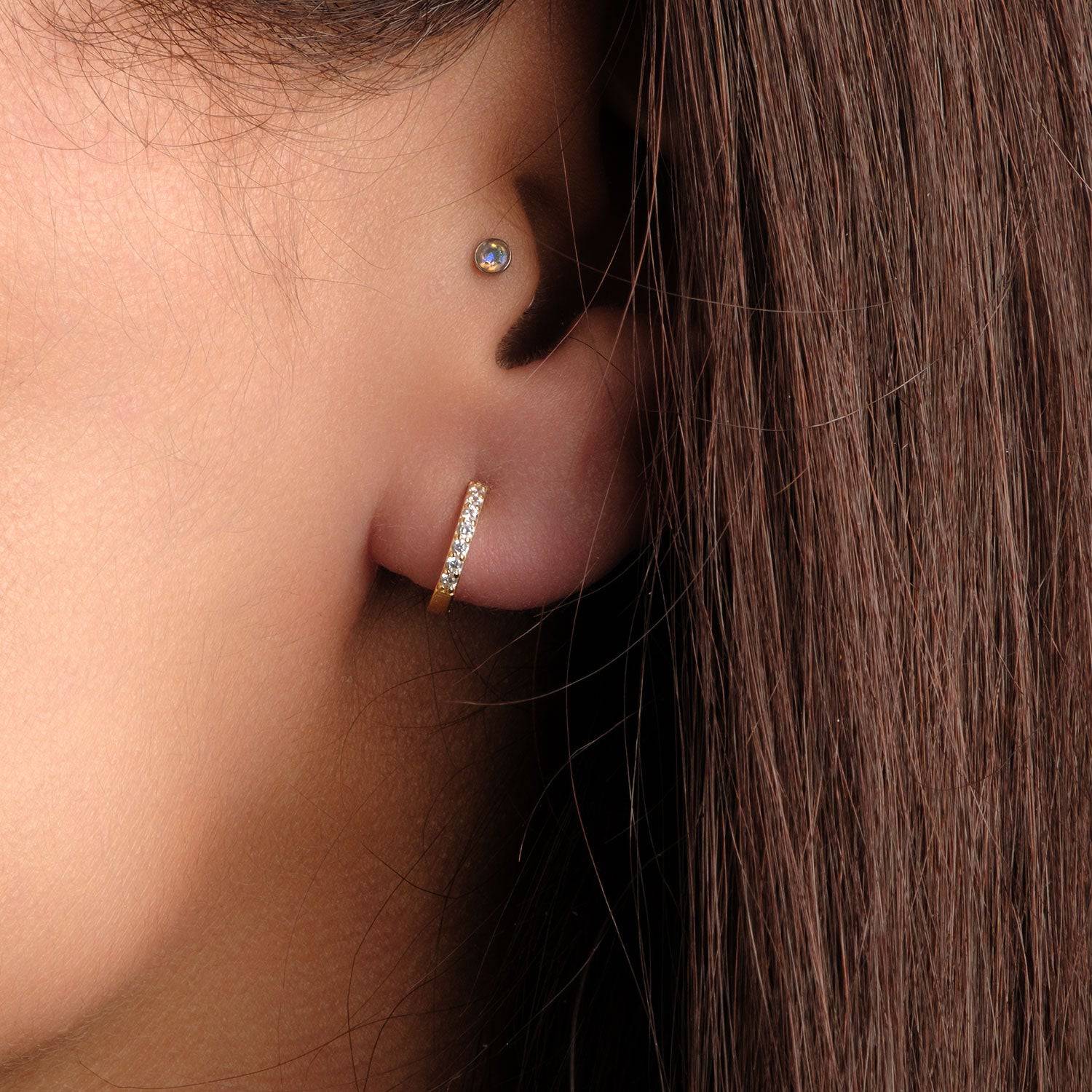 Gold Earrings Hinged Huggie Earrings HBD Zirconia Hinged Huggie Earrings - Stylish Jewelry for All Occasions