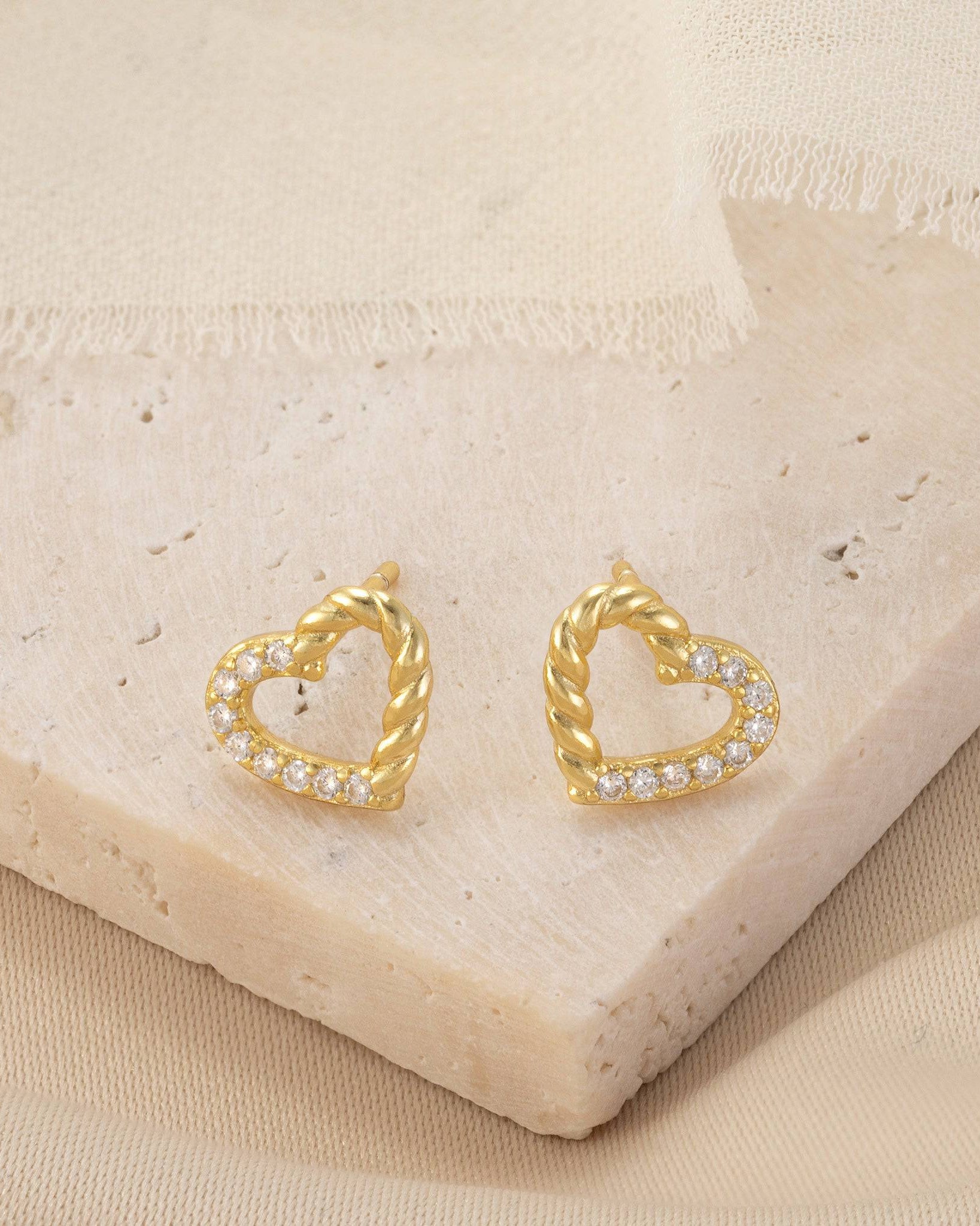 Earrings Half Twist Open Heart Stud Earrings HBD Half Twist Open Heart Stud Earrings