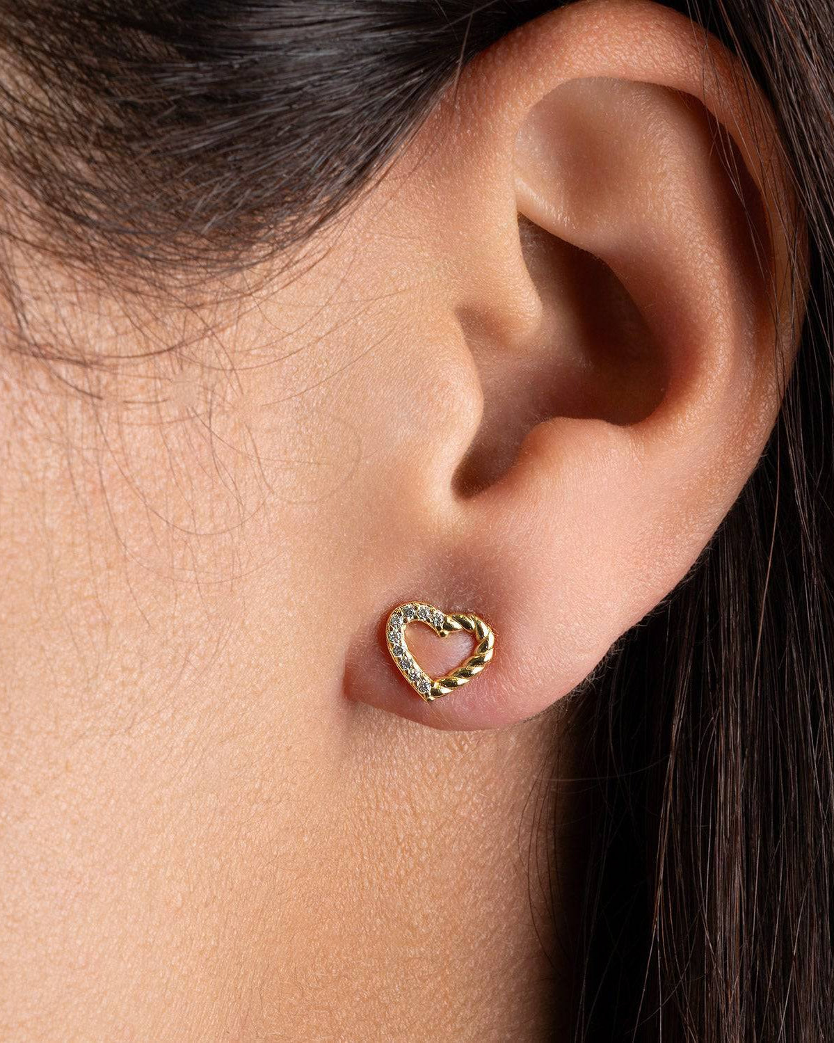 Earrings Half Twist Open Heart Stud Earrings HBD Half Twist Open Heart Stud Earrings