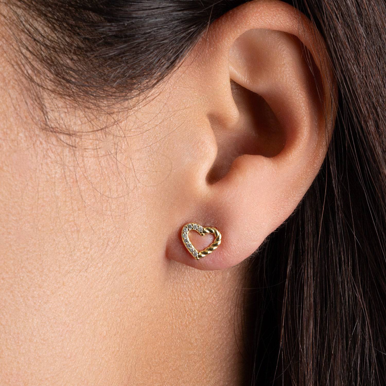 Earrings Half Twist Open Heart Stud Earrings HBD Half Twist Open Heart Stud Earrings