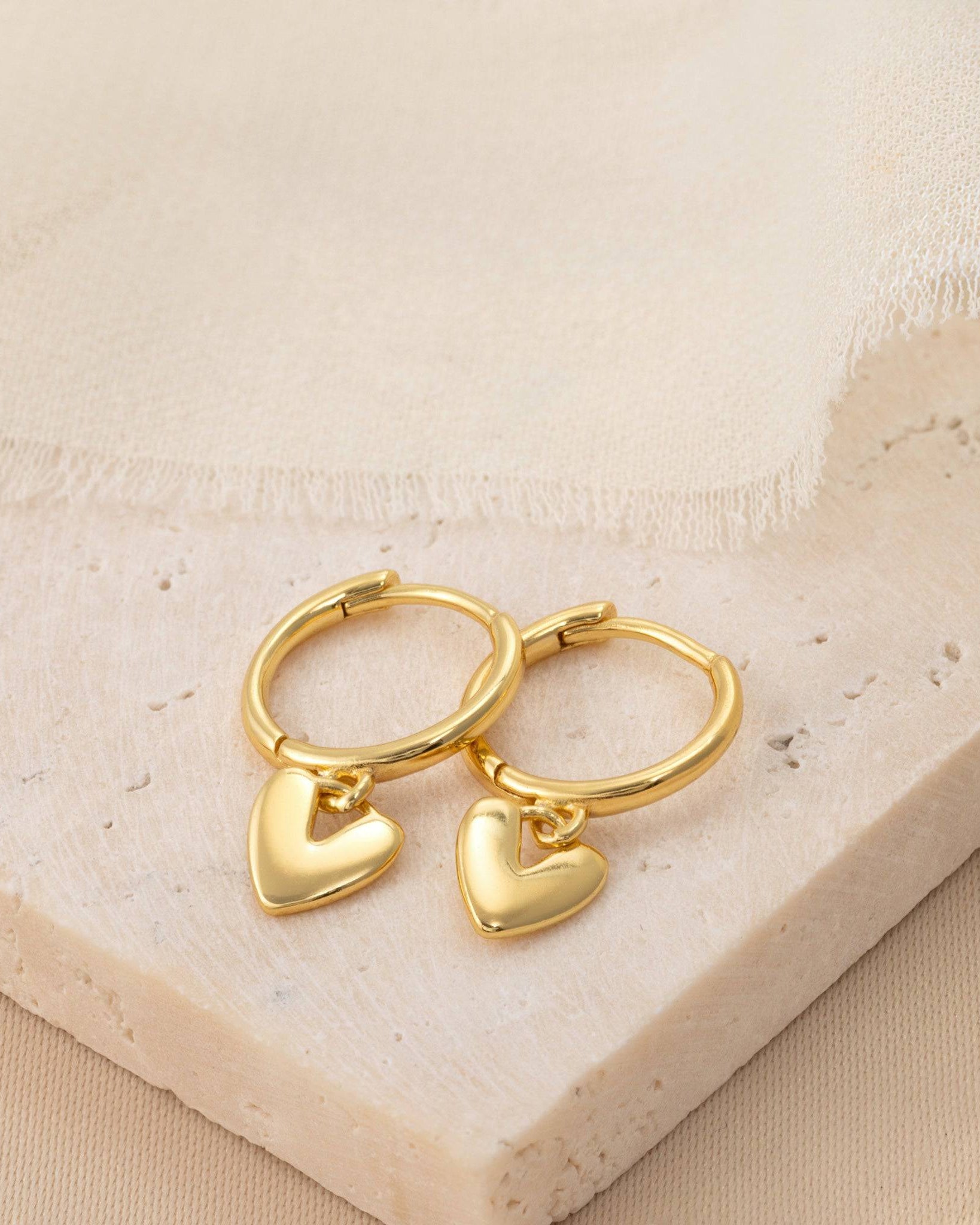 Earrings Heart On Huggie Hoop HBD Heart On Huggie Hoop in 18ct Gold & Sterling Silver