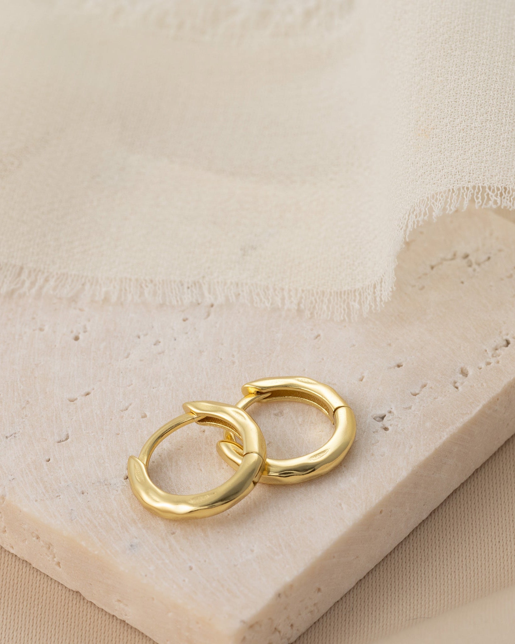 Earrings Hinged Hoop Earrings HBD Hinged-Hoop with Soft Faceted Detail Earrings in 14ct Gold or Sterling Silver