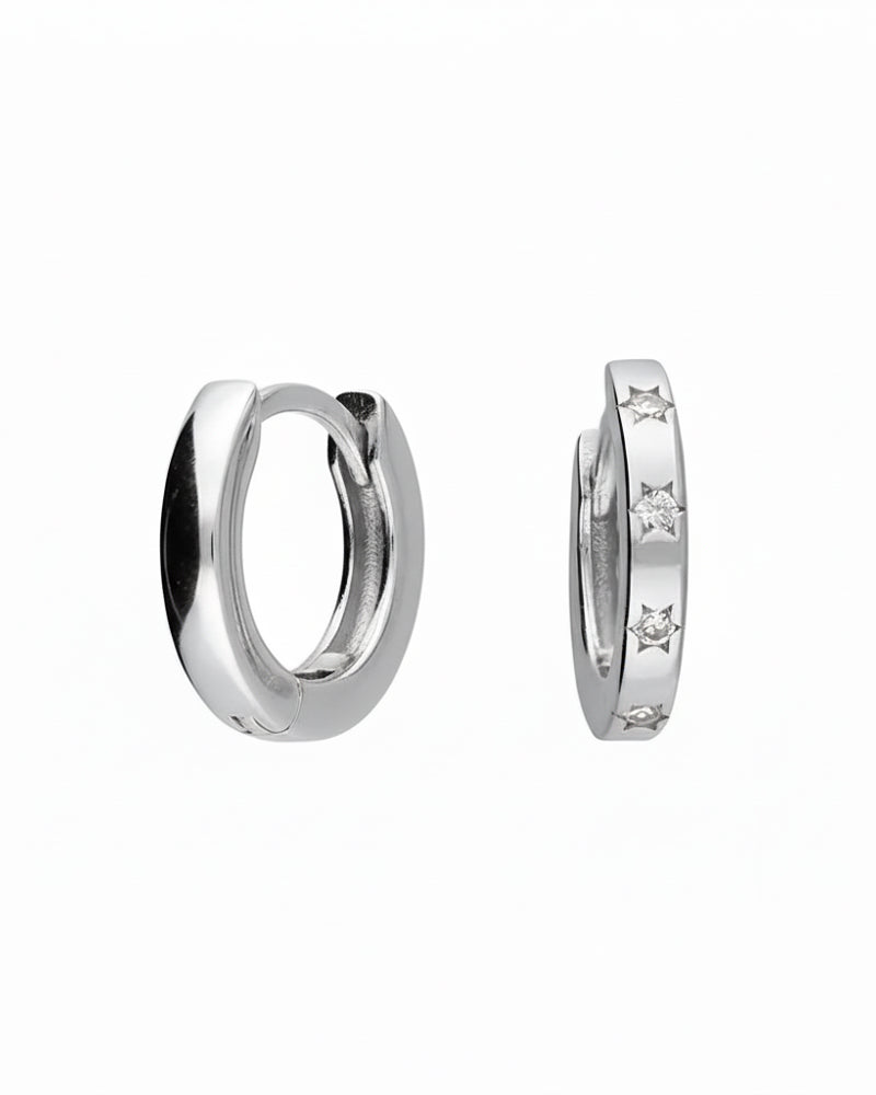 Earrings Mini Cubic Zirconia Star Huggie Earrings HBD Mini Cubic Zirconia Star Huggie Earrings in 14ct Gold or Sterling Silver