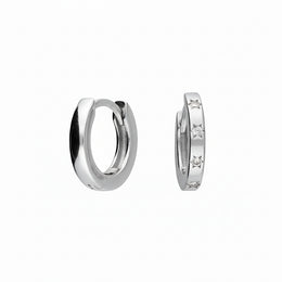 Mini Cubic Zirconia Star Huggie Earrings in 14ct Gold or Sterling Silver