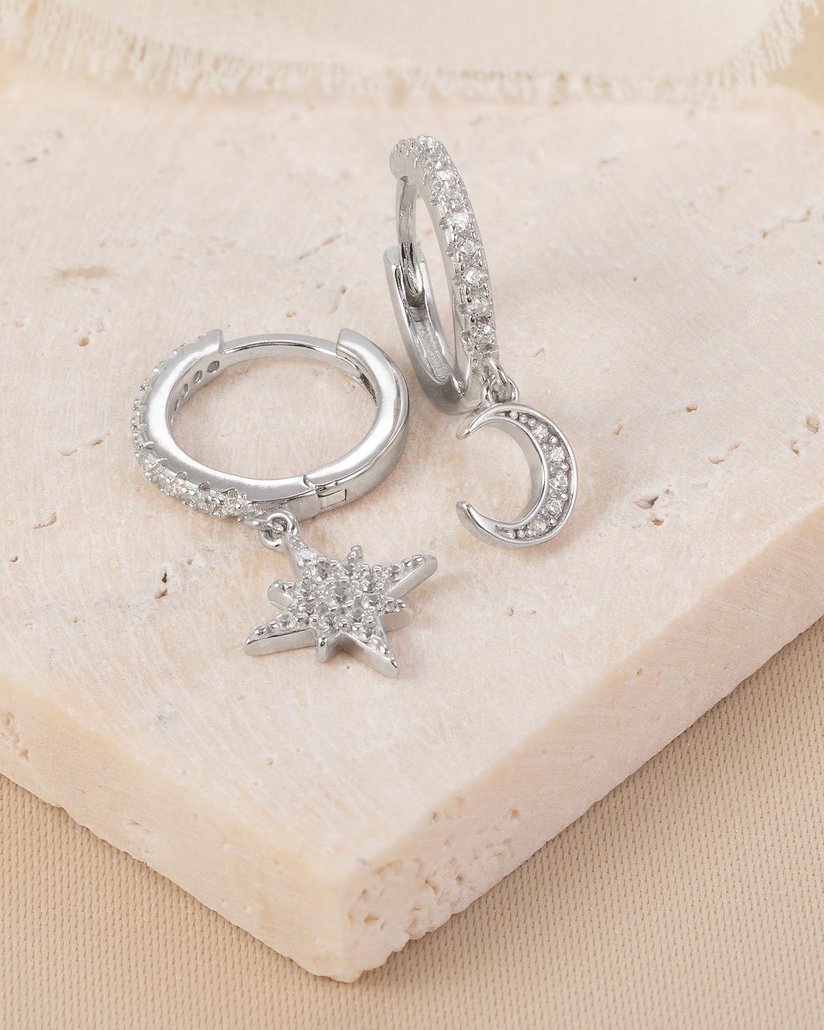 Earrings Moon & Star Huggie Hoop Earrings HBD Moon & Star Huggie Hoop Earrings