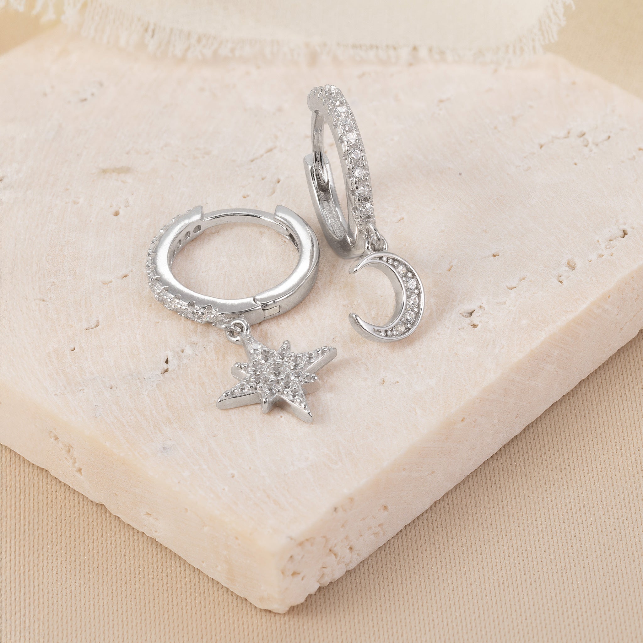 Earrings Moon & Star Huggie Hoop Earrings HBD Moon & Star Huggie Hoop Earrings