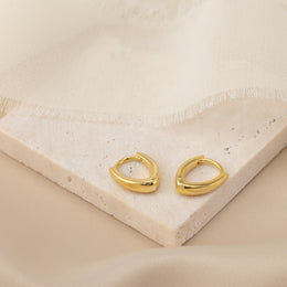 "V" Hinged Huggie Earrings in 18ct Gold & Sterling Silver