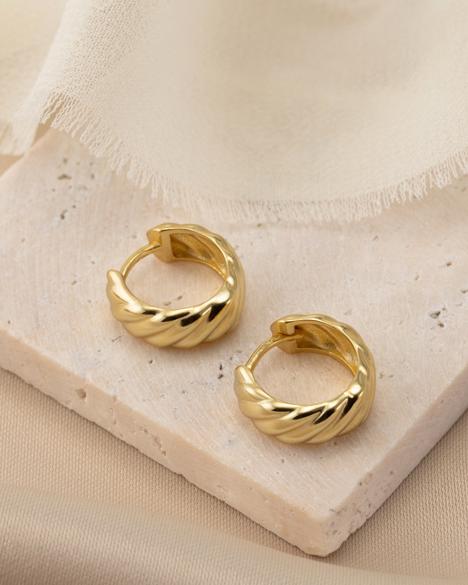 Earrings Wide Ribbed Huggie Hoop Earrings HBD Wide Ribbed Huggie Hoop Earrings in 14ct Gold or Sterling Silver