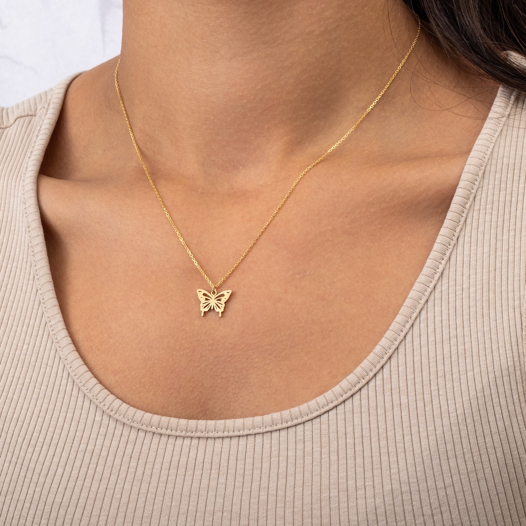 18ct Gold / Style 1 / 18" Inches Necklace Butterfly Pendant Necklace HBD 18ct Gold Butterfly Pendant Necklace Also Available in Sterling Silver