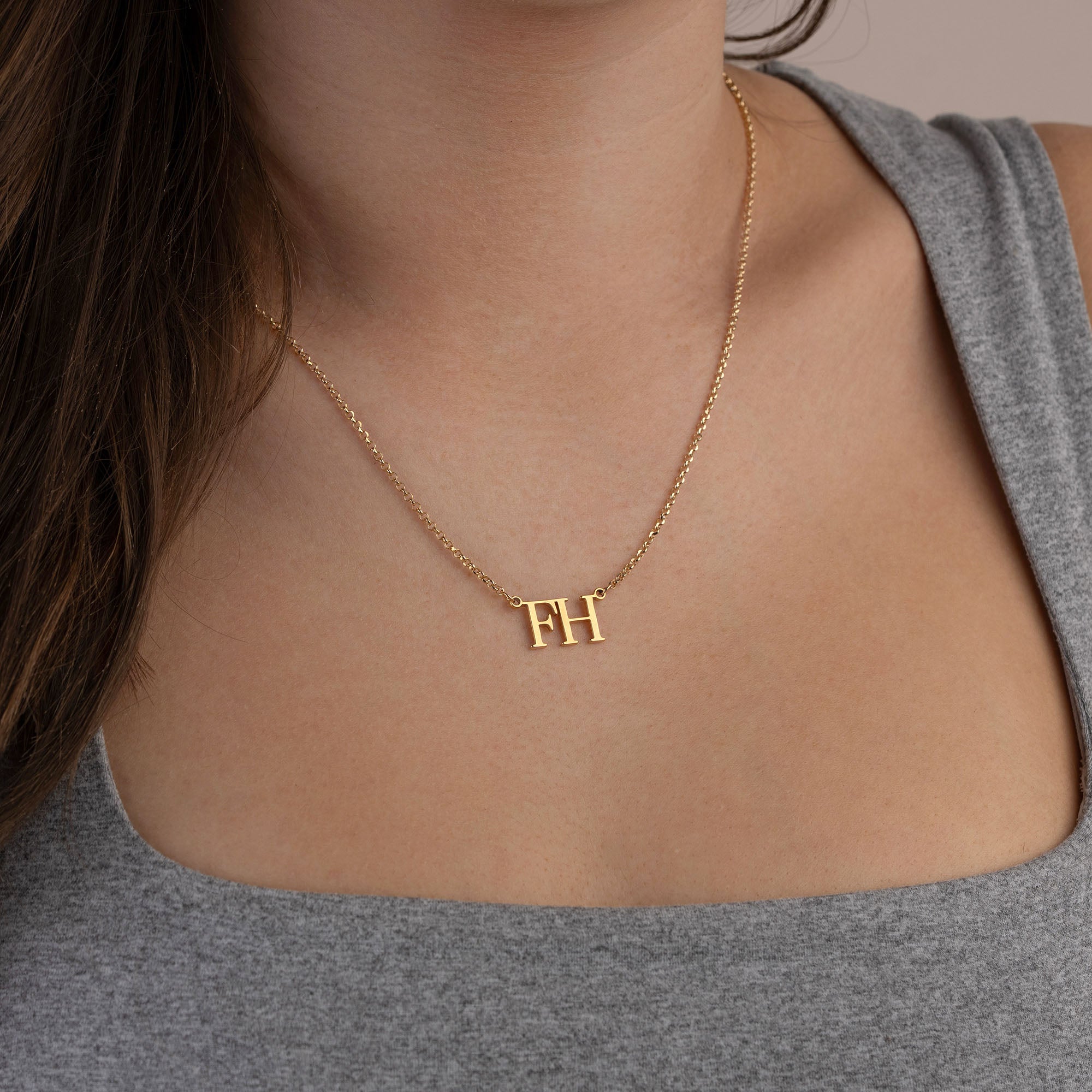 18ct Gold / Style 1 / 18" Inches Necklace Personalised Initials Necklace HBD 18ct Personalised "Initials" Necklace in 18K Gold or Sterling Silver