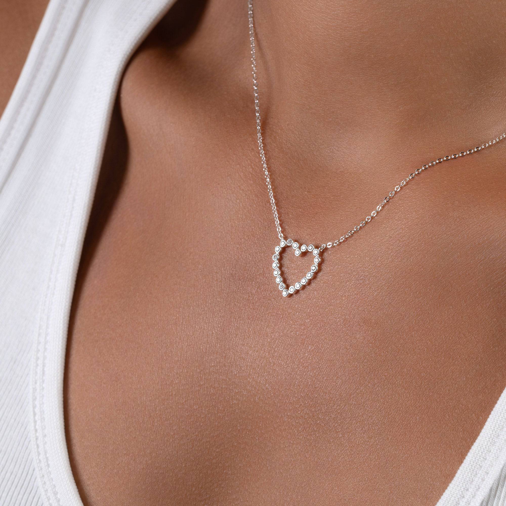 Necklace Cubic Zirconia Heart Necklace HBD 925 Sterling Silver Cubic Zirconia Heart