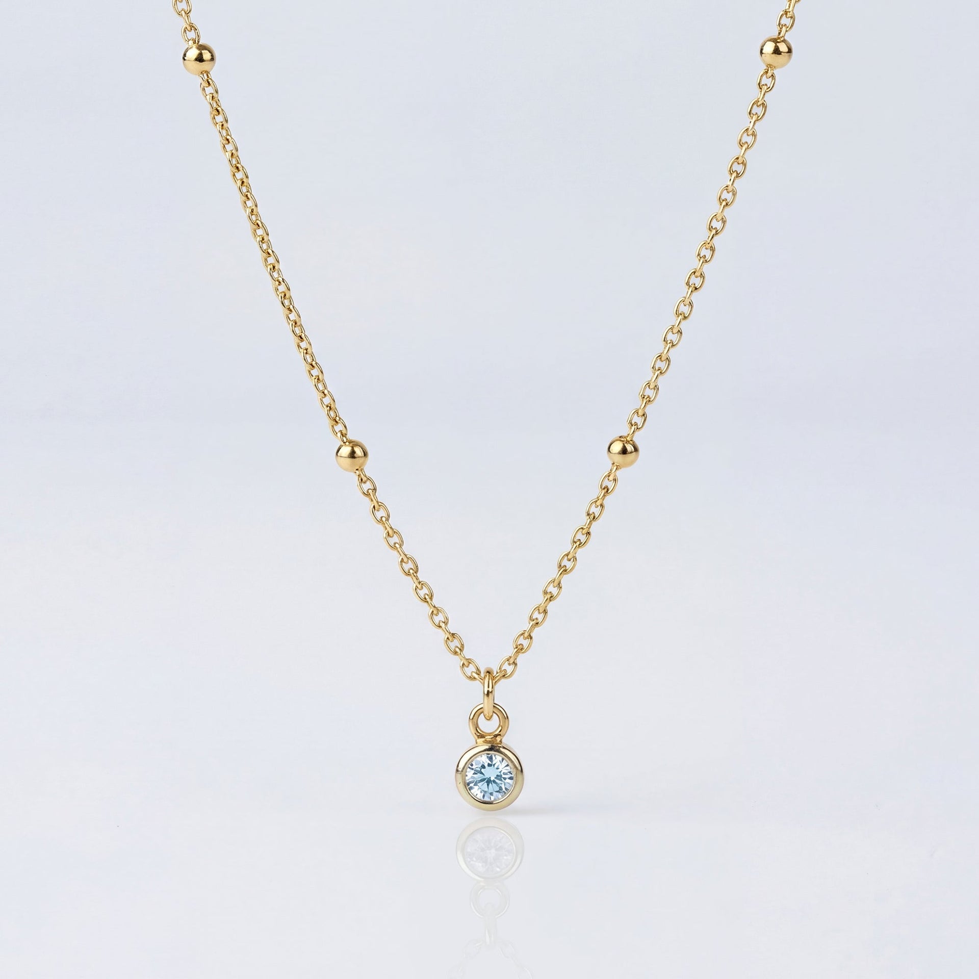 Cubic Zirconia Birthstone Necklace - 12 Birthstones in Gold or Silver