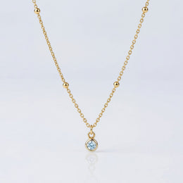Cubic Zirconia Birthstone Necklace - 12 Birthstones in Gold or Silver