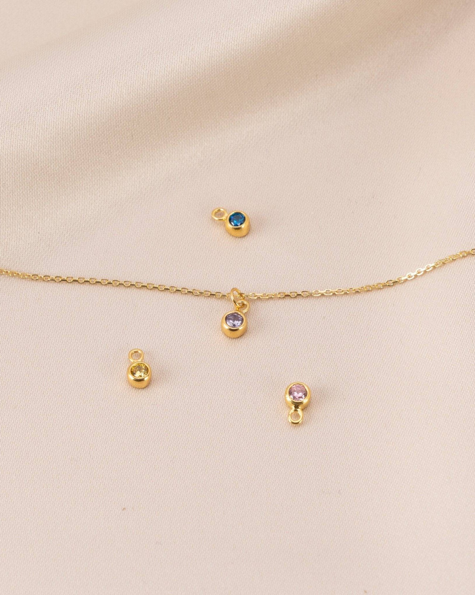 Necklace Cubic Zirconia Birthstone Necklace HBD Cubic Zirconia Birthstone Necklace - 12 Birthstones in Gold or Silver