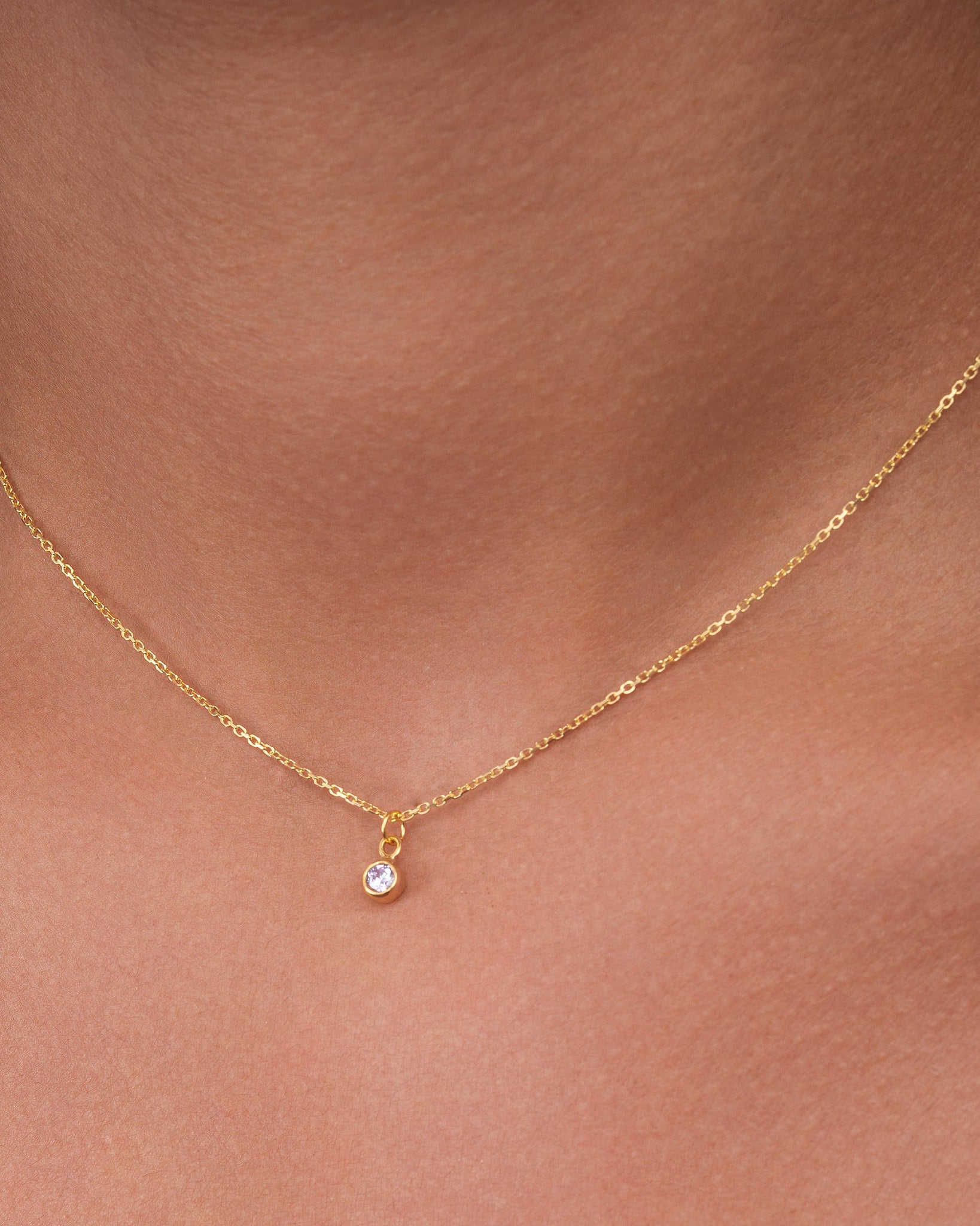 Necklace Cubic Zirconia Birthstone Necklace HBD Cubic Zirconia Birthstone Necklace - 12 Birthstones in Gold or Silver