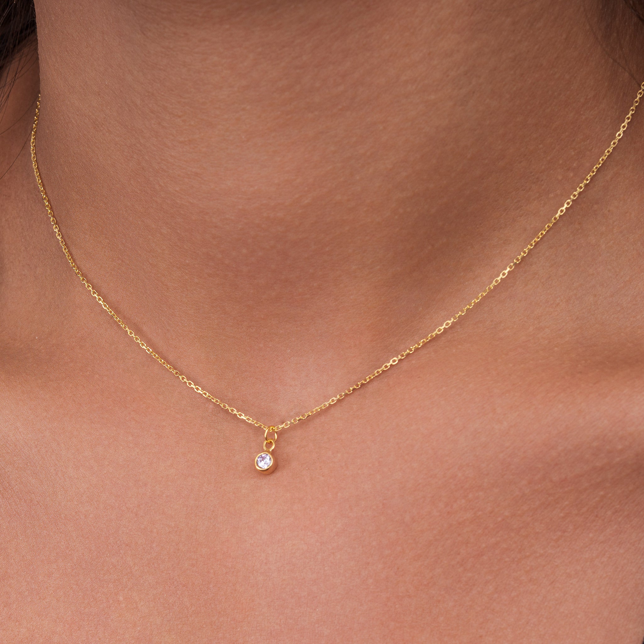 Necklace Cubic Zirconia Birthstone Necklace HBD Cubic Zirconia Birthstone Necklace - 12 Birthstones in Gold or Silver