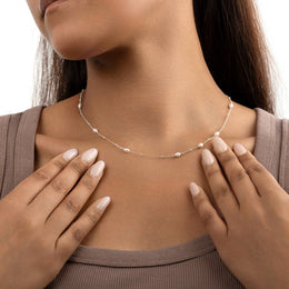 Freshwater Pearl Beaded Necklace in Gold or Silver