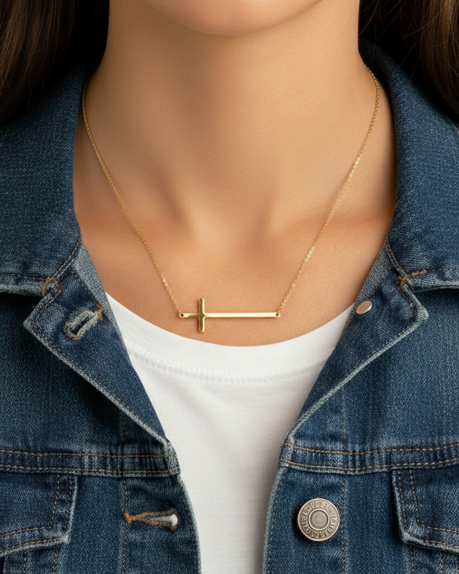 HeyBigDay Necklace Gold / Style 1 / 18" Inches Horizontal Cross Necklace