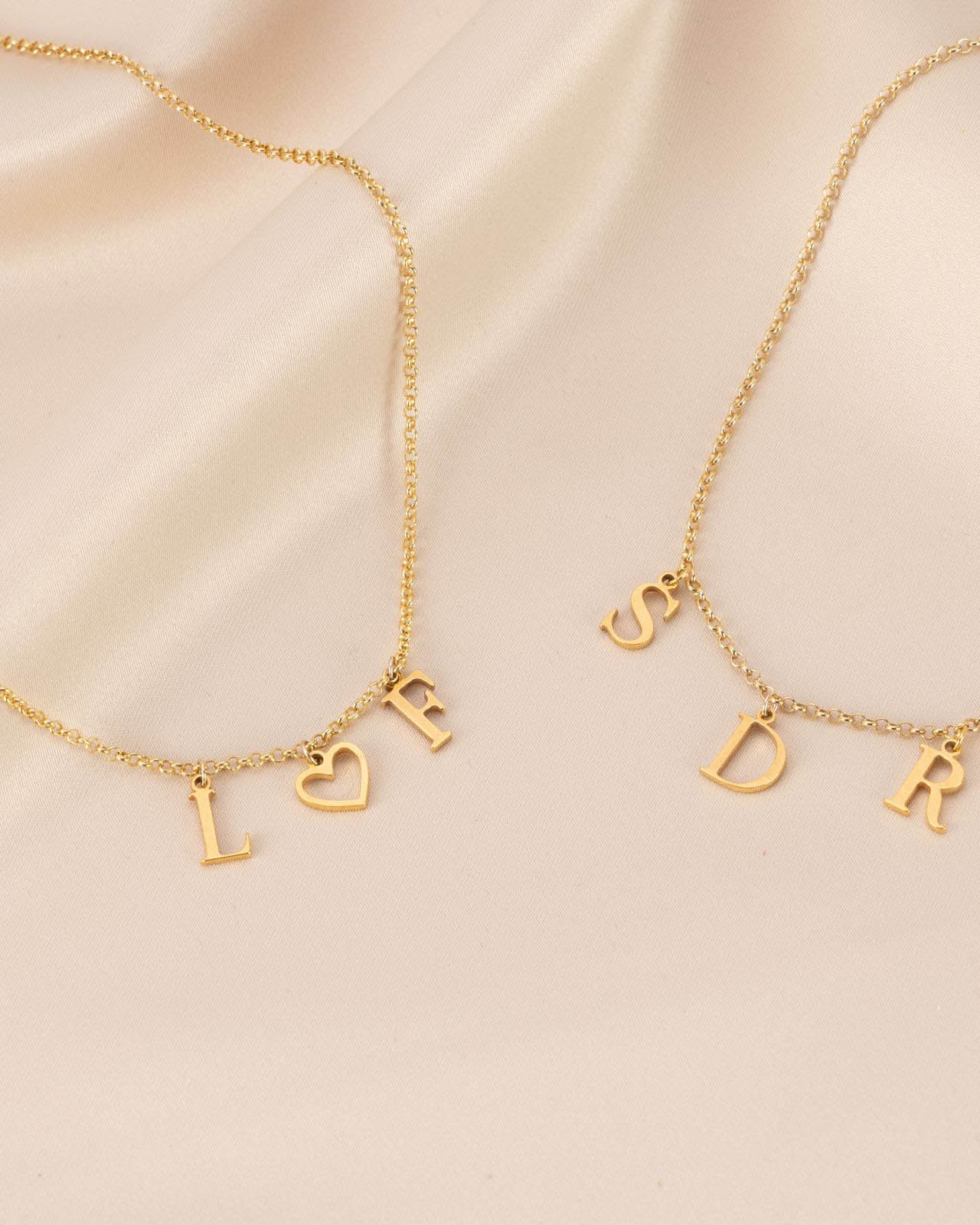 Necklace Initial Heart Initial Necklace HBD Initial Heart Initial Necklace - Couples & Valentine's Day in Gold & Silver