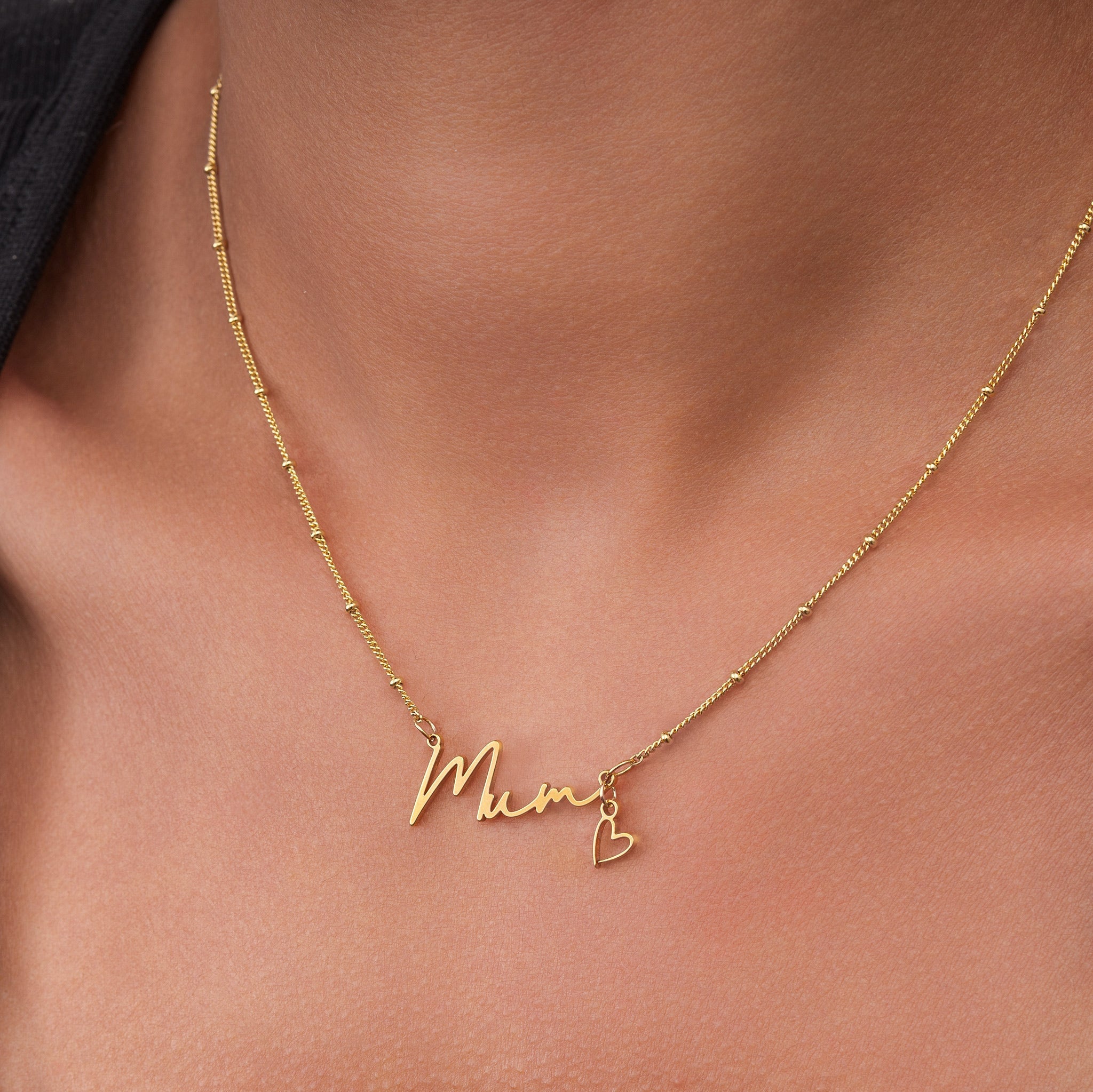Necklace Mum Necklace with Heart Charm HBD Mum Necklace with Heart Charm in Gold & Silver | Mother's Day Gift