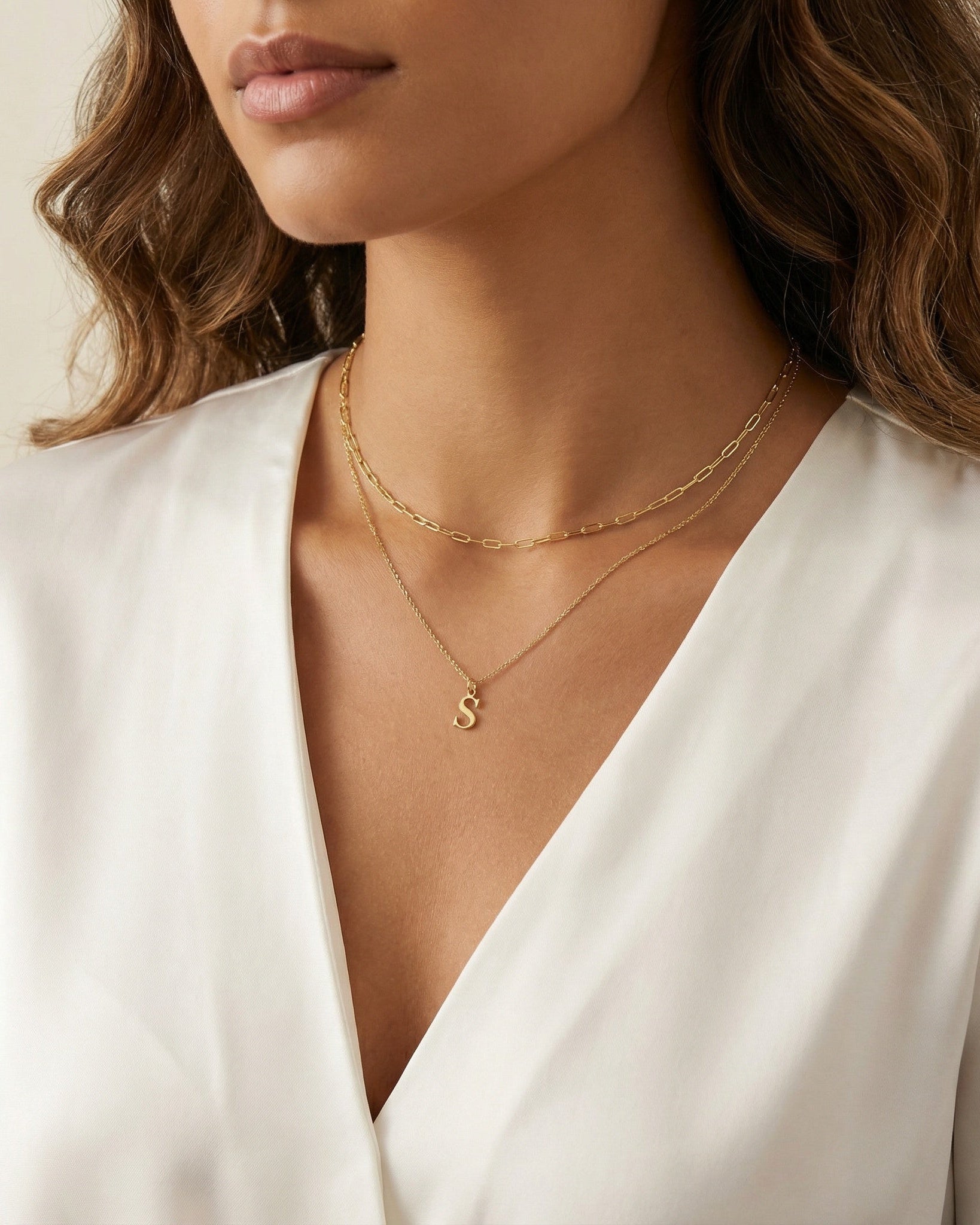 Necklace Paperclip 16" & Single Initial 18" Necklace Set HBD Paperclip & Single Initial Necklace Set in 18ct Gold or Sterling Silver