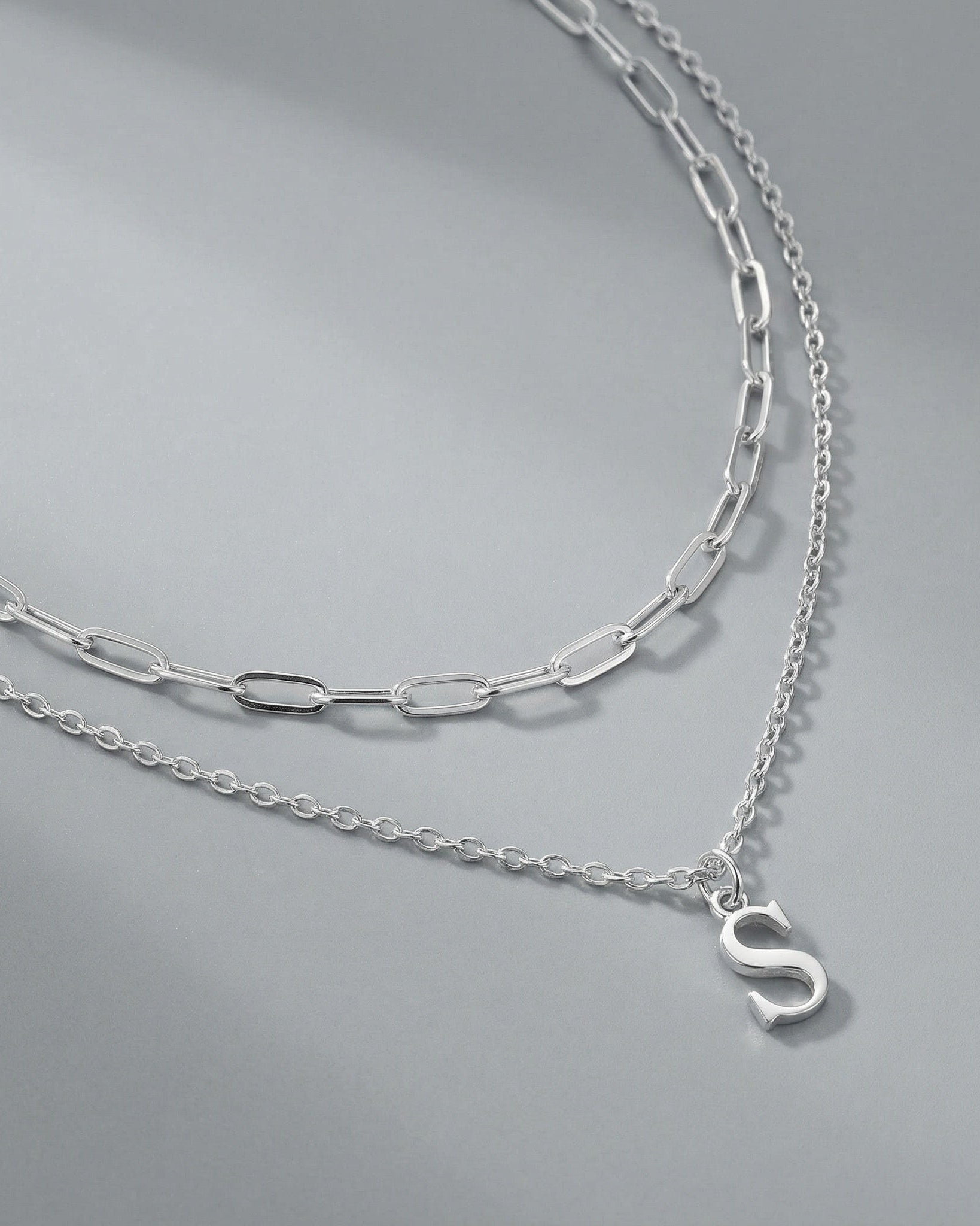 Necklace Paperclip 16" & Single Initial 18" Necklace Set HBD Paperclip & Single Initial Necklace Set in 18ct Gold or Sterling Silver