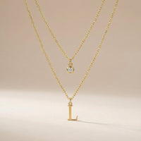 Personalised Birthstone & Initial Necklace Layered Set of 2