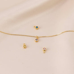 Personalised Birthstone & Initial Necklaces - Layered Set of 2 in 18ct Gold or Sterling Silver