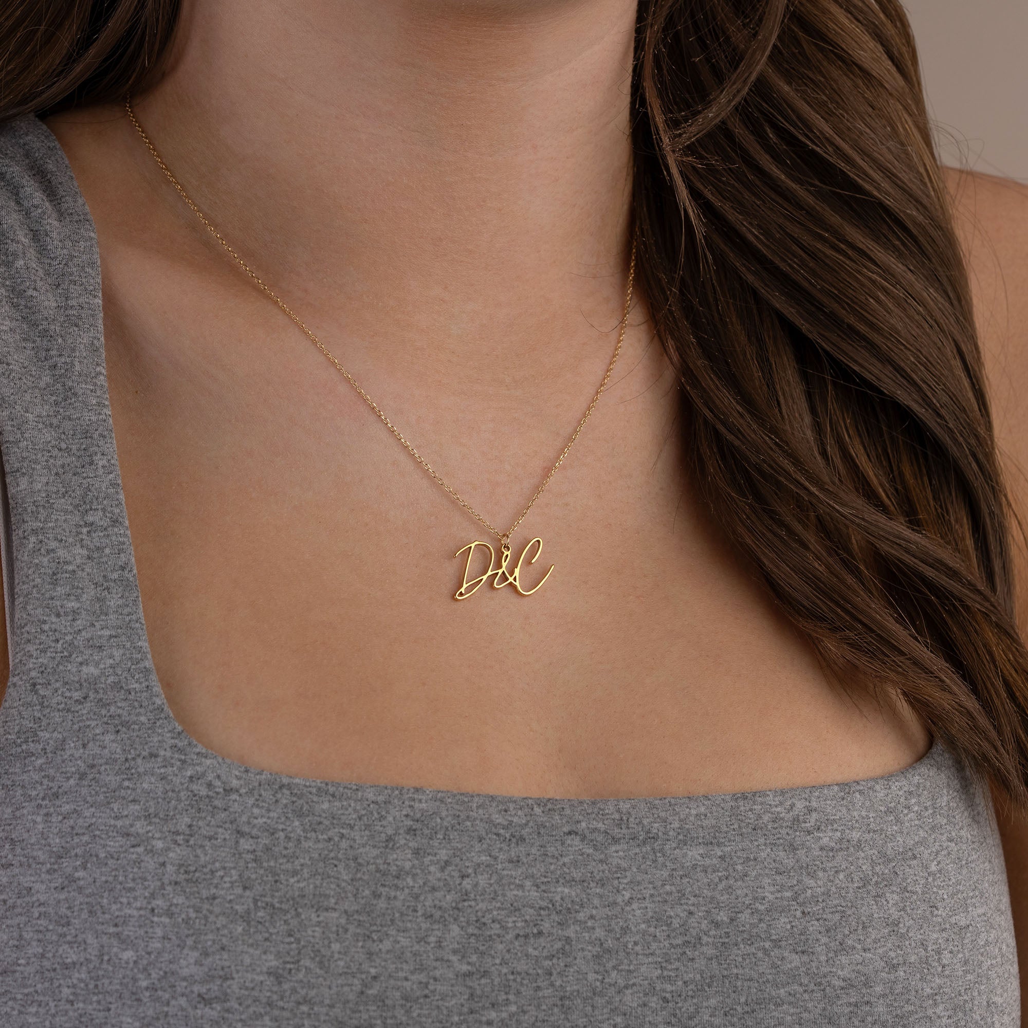 HeyBigDay Necklace Personalised Double Letter Initial Necklace