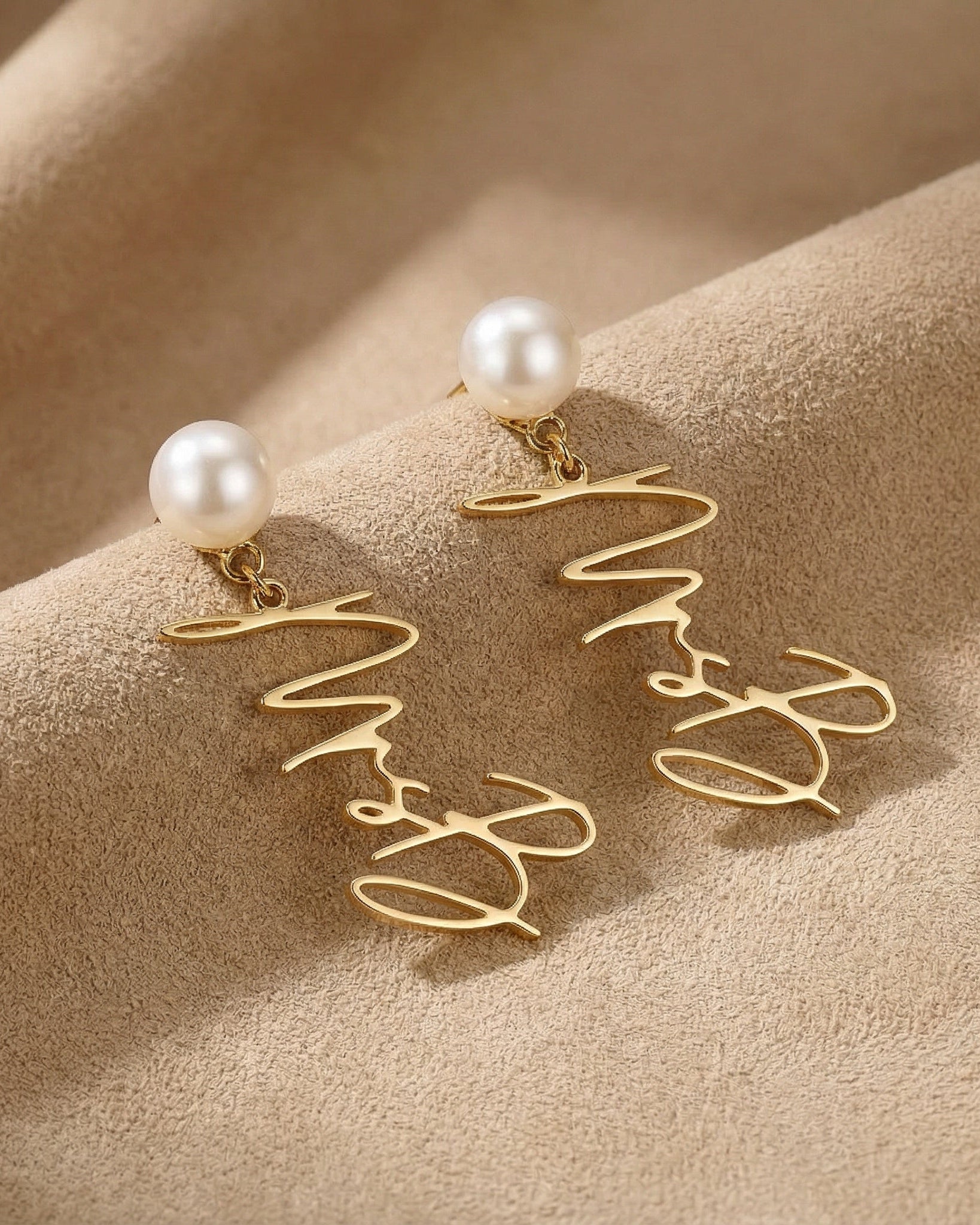 Vermeil Earrings Personalised Mrs Earrings HBD 18ct Personalized Mrs Earrings - Elegant 18k Gold or Silver