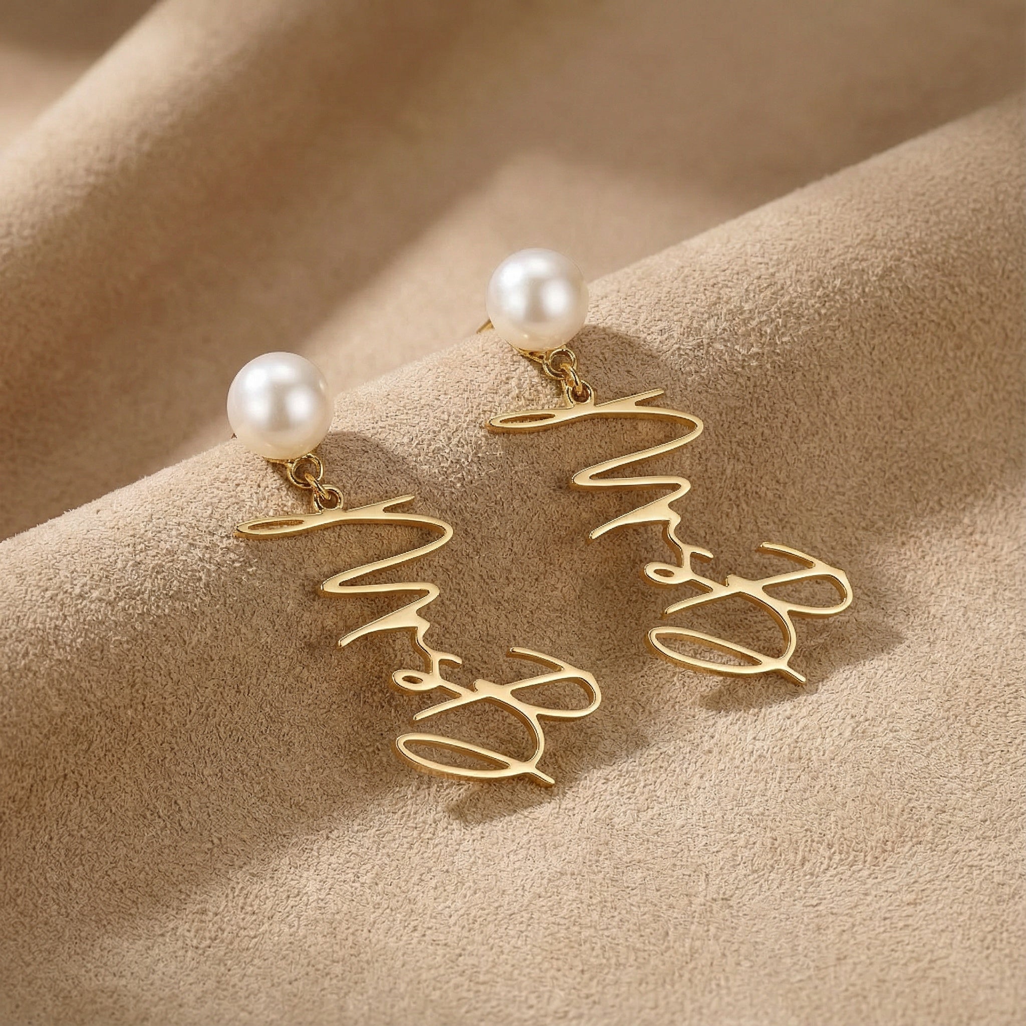 Vermeil Earrings Personalised Mrs Earrings HBD 18ct Personalized Mrs Earrings - Elegant 18k Gold or Silver
