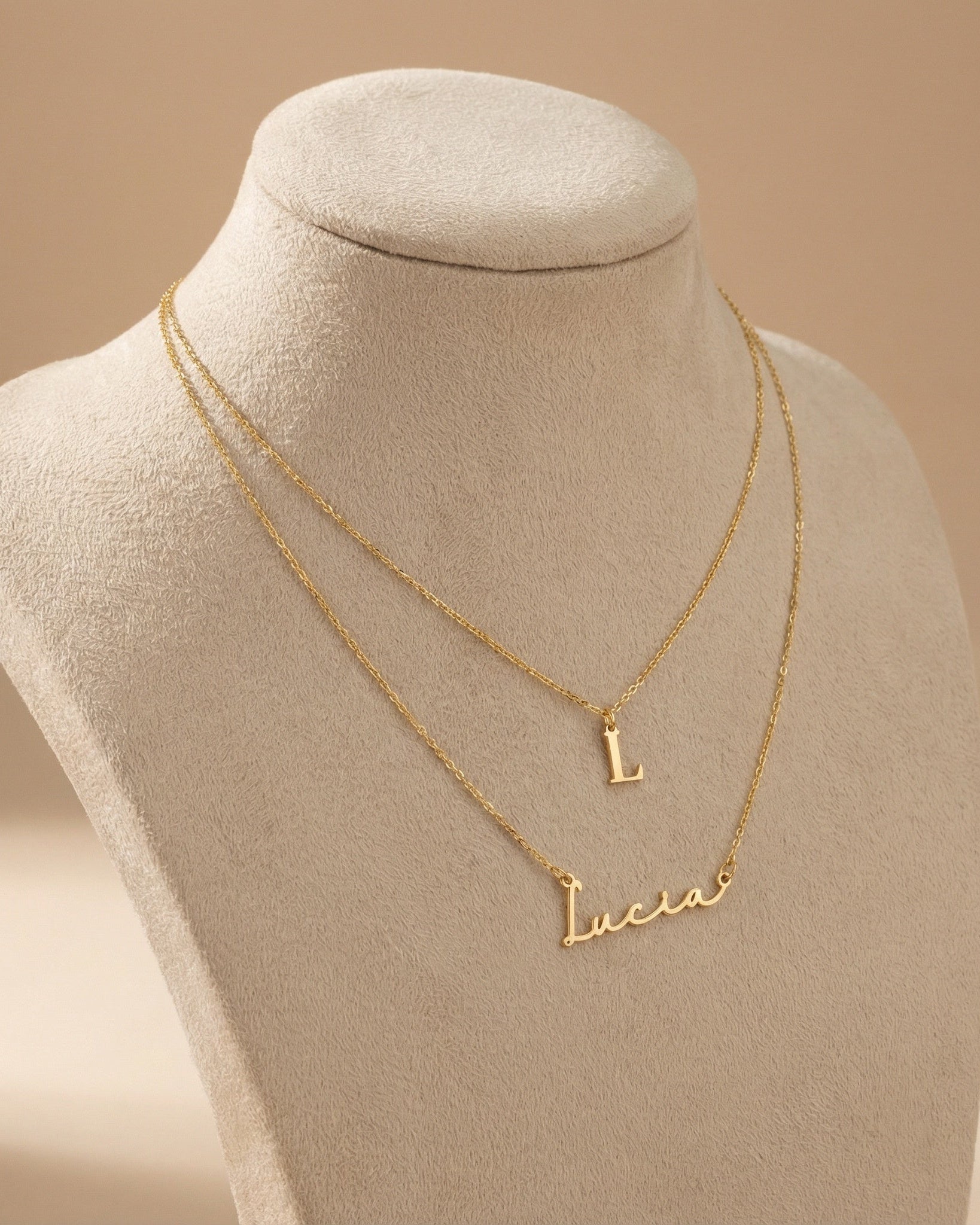 Necklace Personalised Name & Initial Necklace Layered Set HBD Personalised Name & Initial Necklace Layered Set – Custom Pair in Gold or Silver