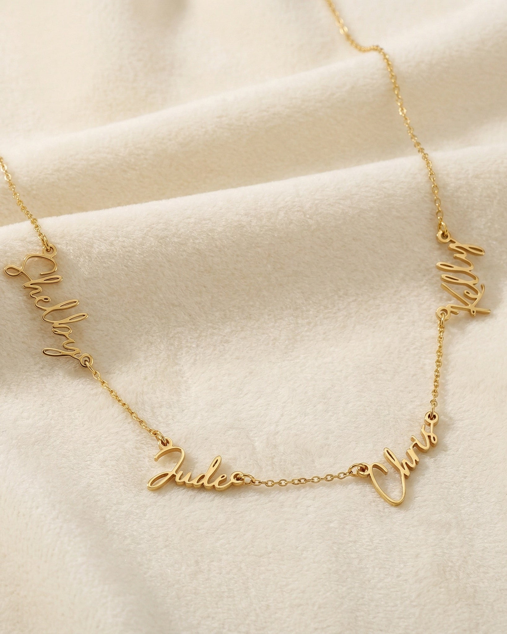 Necklace Personalised Quadruple Name Necklace HBD Personalised Quadruple Name Necklace - 4 Name Multiple Signature Necklace