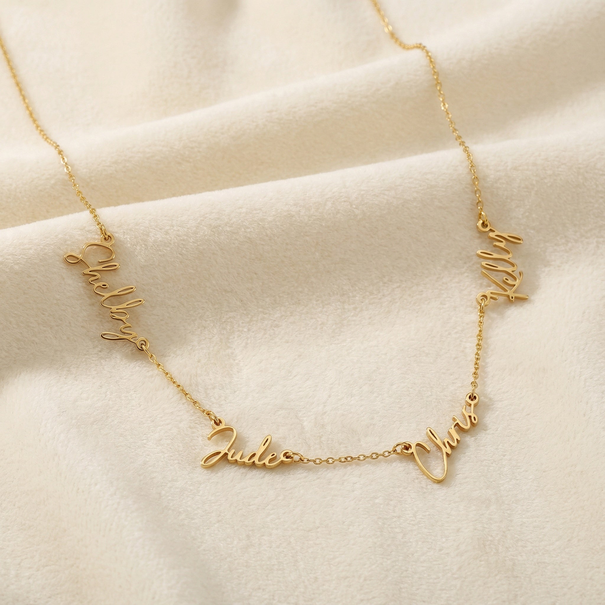 Necklace Personalised Quadruple Name Necklace HBD Personalised Quadruple Name Necklace - 4 Name Multiple Signature Necklace