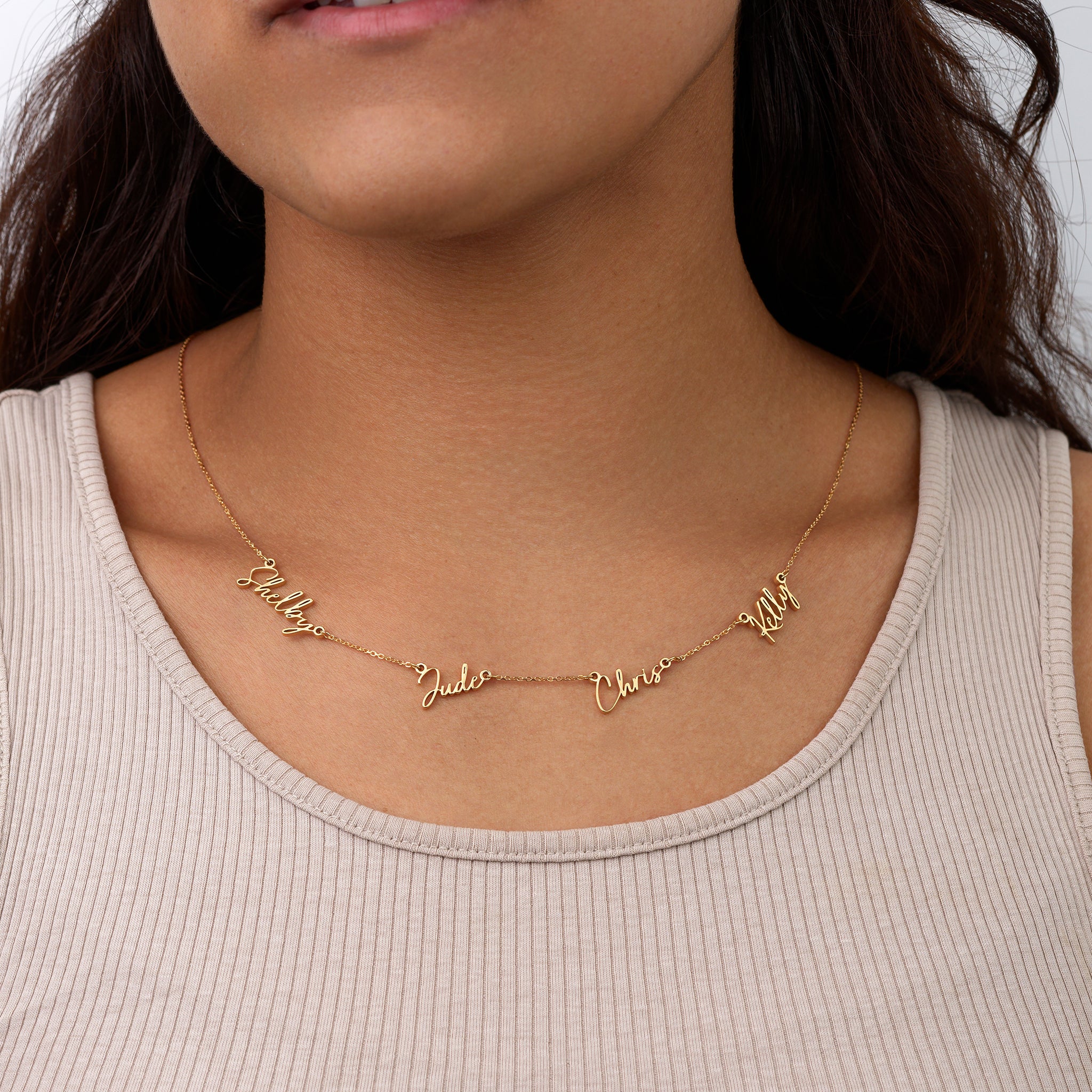 Necklace Personalised Quadruple Name Necklace HBD Personalised Quadruple Name Necklace - 4 Name Multiple Signature Necklace