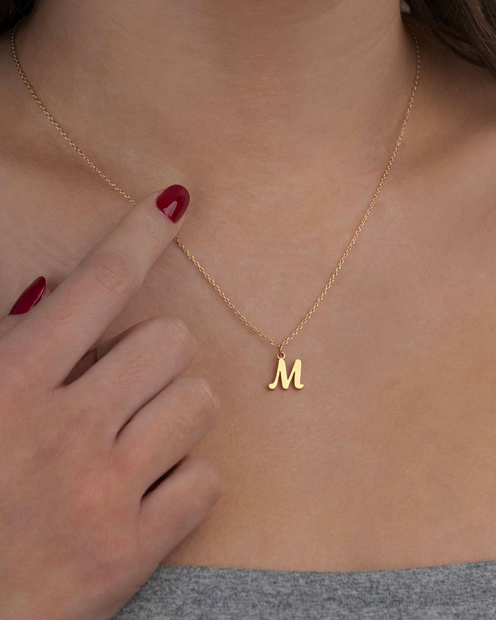 Necklace Single Initial Necklace HBD Single Initial Necklace in 18ct Gold, Sterling Silver or Gold Vermeil