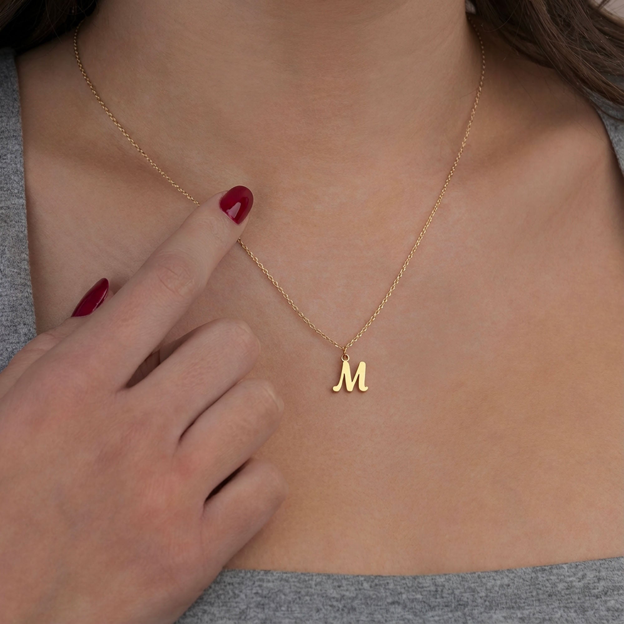 Necklace Single Initial Necklace HBD Single Initial Necklace in 18ct Gold, Sterling Silver or Gold Vermeil
