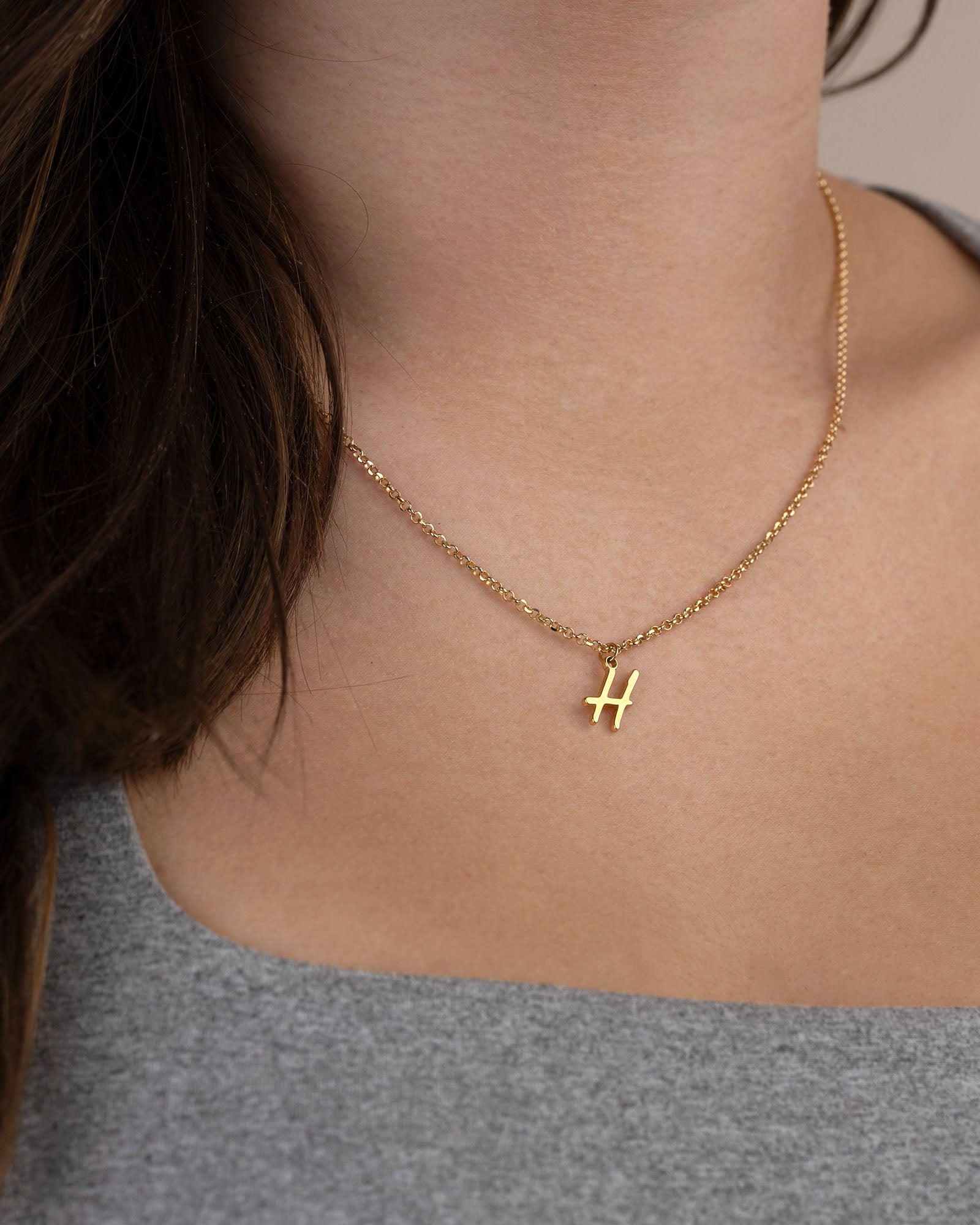 Necklace Single Initial Necklace HBD Single Initial Necklace in 18ct Gold, Sterling Silver or Gold Vermeil