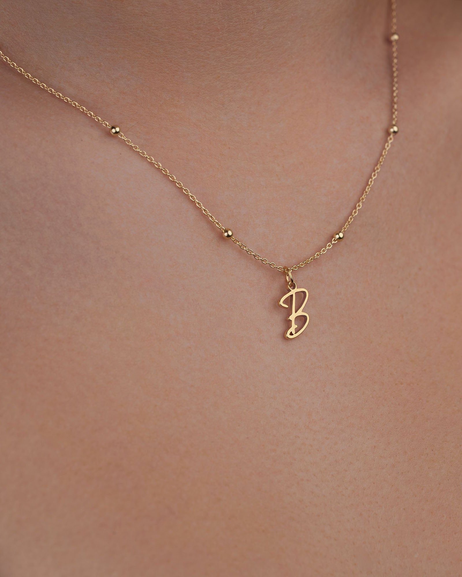 Necklace Single Initial Necklace HBD Single Initial Necklace in 18ct Gold, Sterling Silver or Gold Vermeil
