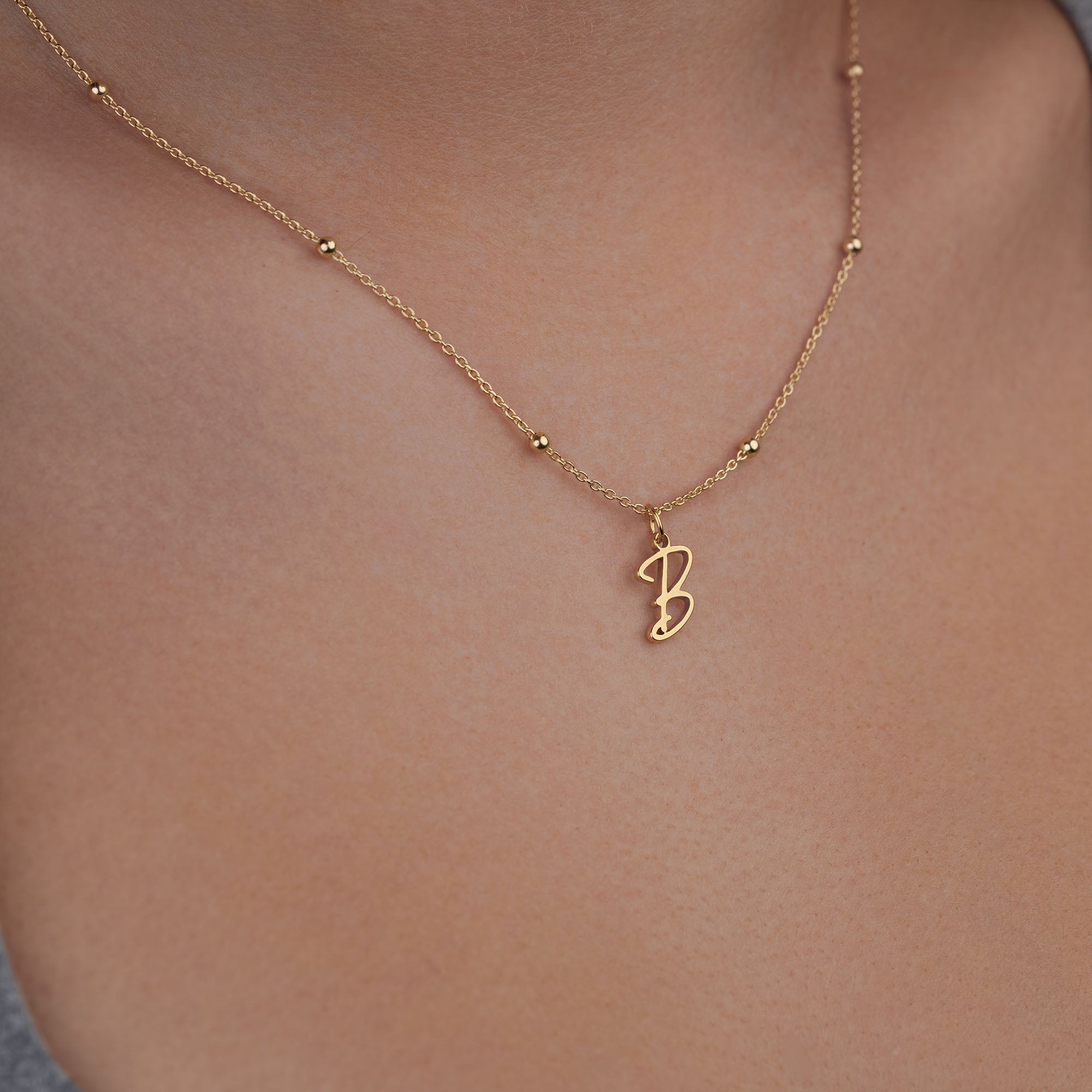 Necklace Single Initial Necklace HBD Single Initial Necklace in 18ct Gold, Sterling Silver or Gold Vermeil