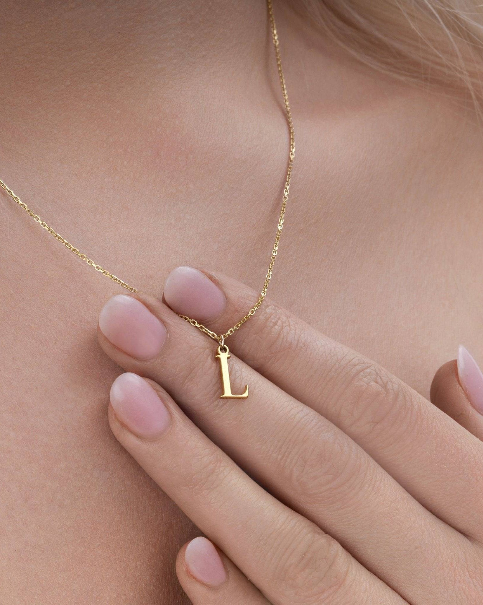 Necklace Single Initial Necklace HBD Single Initial Necklace in 18ct Gold, Sterling Silver or Gold Vermeil